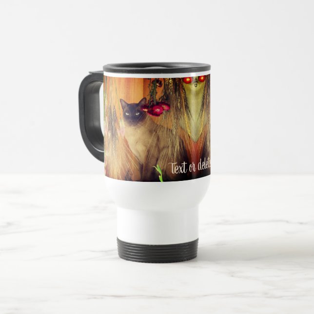 Siamese Cat Posing Personalized  Travel Mug (Front Left)