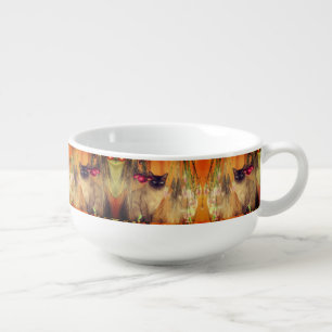 Siamese Cat Posing With Flowers Soup Mug