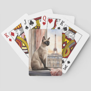 Siamese Cat Relaxing on Parisian Window Sill Poker Cards