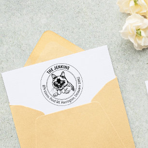 Siamese Cat Return Address Rubber Stamp