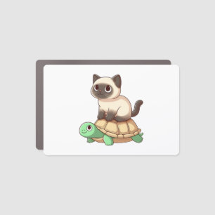 Siamese cat rides turtle Copy Car Magnet