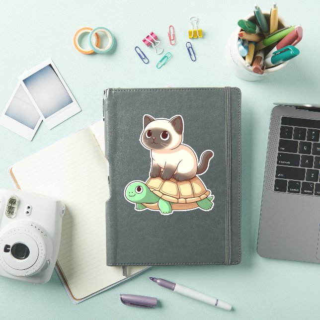 Siamese cat rides turtle Copy Sticker (iPad Cover)