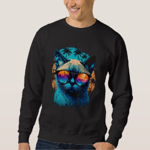 Siamese Cat Rocking Summer Outfits with Stylish Gl Sweatshirt