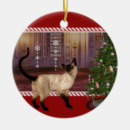 Siamese Cat - Round Christmas Ornament