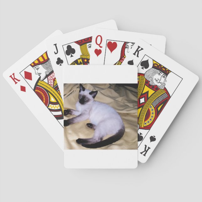 Siamese cat sandstone animal art pet cute kitty poker cards (Back)