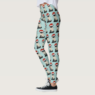 Siamese Cat Santa Funny Christmas Holiday Leggings