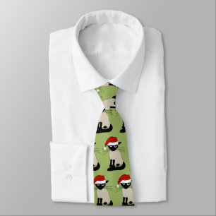 Siamese Cat Santa Funny Christmas Holiday Neck Tie