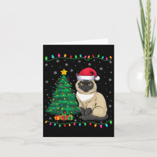 Siamese Cat Santa Hat Men Women Kids Christmas Tre Card
