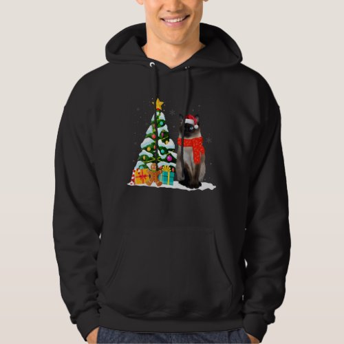 Siamese Cat Santa Hat Xmas Ugly Christmas Hoodie