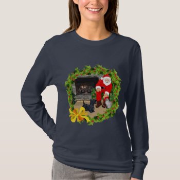 Siamese Cat & Scottie Christmas T-shirt by MaggieRossCats at Zazzle