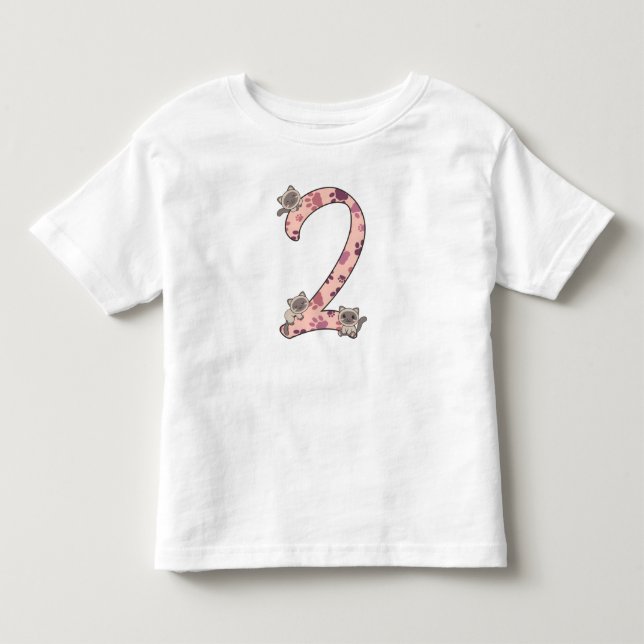 Siamese Cat Second Birthday For Kids Cats Toddler  T-shirt (Front)