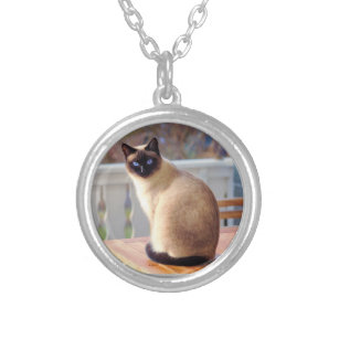 Siamese Cat Silver Plated Necklace