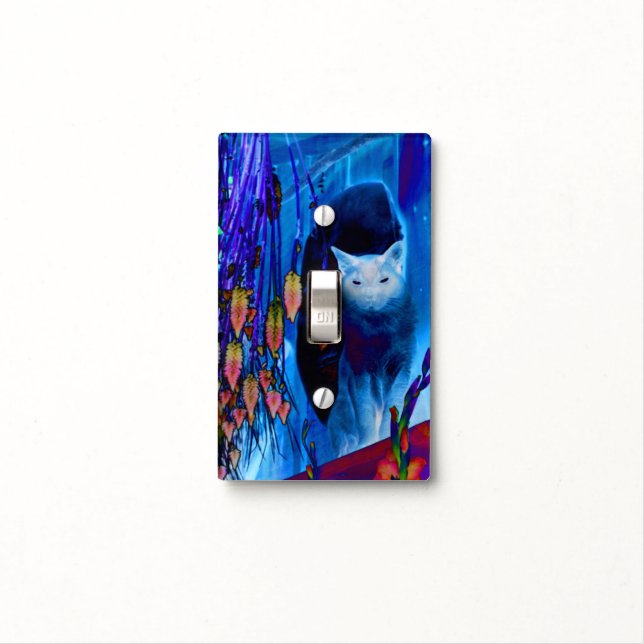 Siamese Cat Sitting Animal Art Light Switch Cover (In Situ)