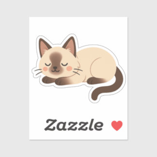 Siamese Cat – Sleeping Brown and Cream Cute Kitty Sticker