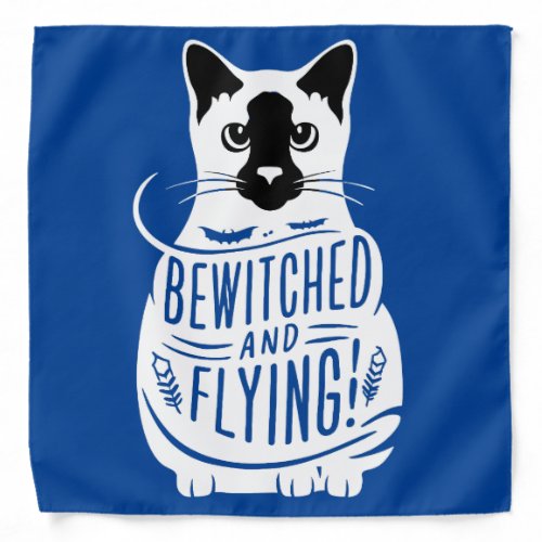 Siamese Cat Soars A Minimalistic Halloween Tale Bandana