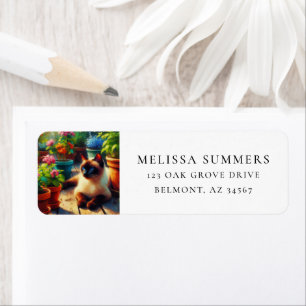 Siamese Cat Spring Garden Return Address Label