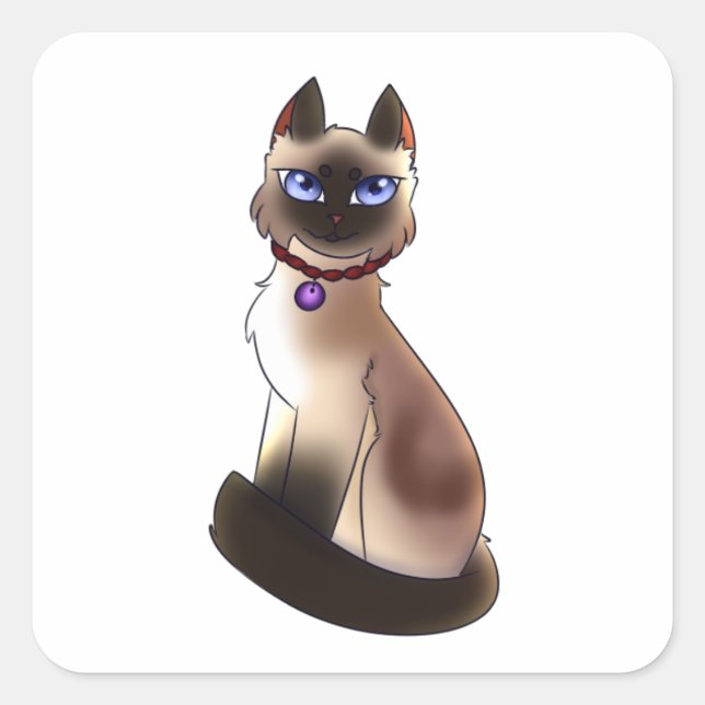 Siamese cat square sticker (Front)