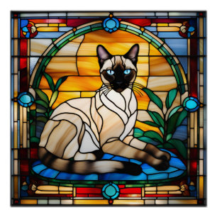Siamese Cat Stained Glass Poster