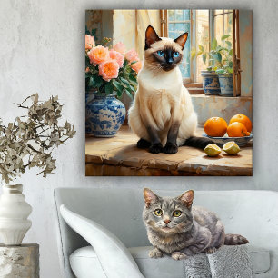 Siamese Cat Still Life Impressionist Garden Window Acrylic Print