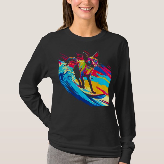 Siamese Cat Surf T-Shirt (Front)