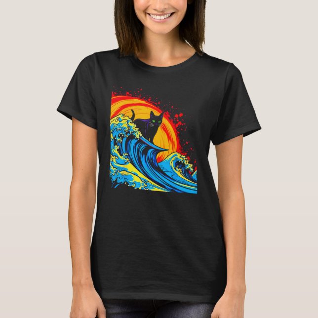 Siamese Cat Surfing Summer T-Shirt (Front)