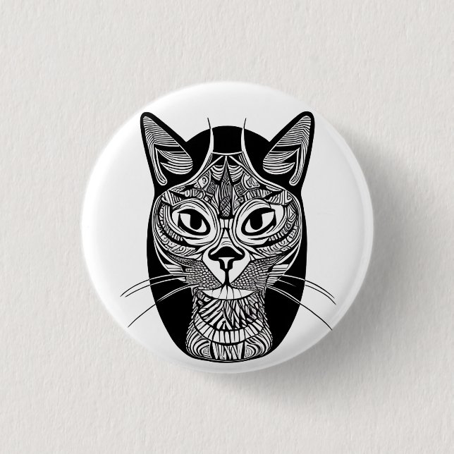 Siamese Cat Tattoo Pattern  Button (Front)