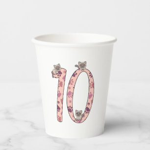 Siamese Cat Tenth Birthday For Kids Cats Paper Cups