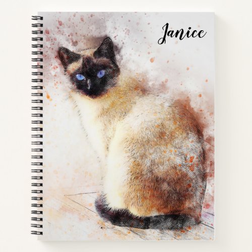 Siamese Cat Themed Notebook Custom