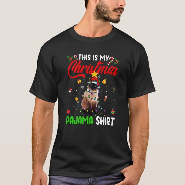 Siamese Cat  This Is My Christmas Pajama  Xmas T-Shirt (Front)