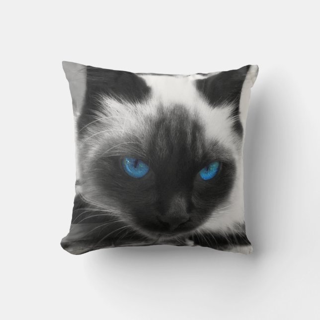 Siamese Cat Throw Pillow (Front)
