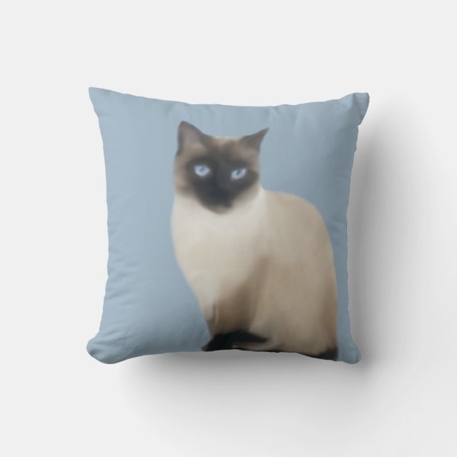 Siamese Cat Throw Pillow (Front)