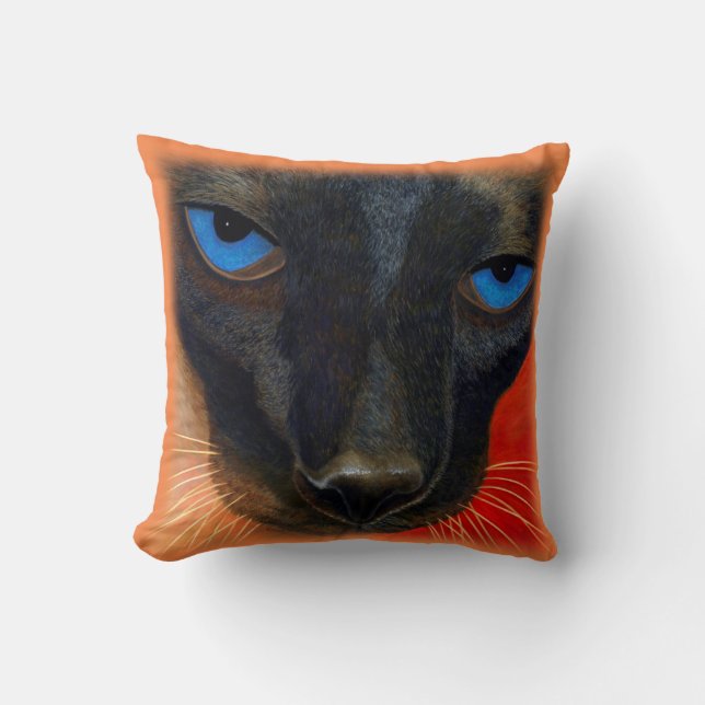 Siamese Cat Throw Pillow (Front)