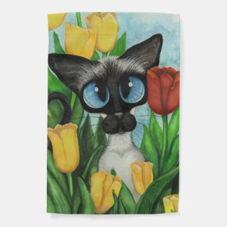 Siamese Cat Tulips Garden Flag