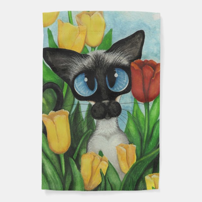 Siamese Cat Tulips Garden Flag (Front)