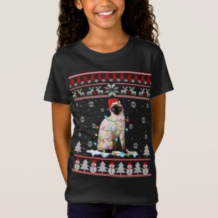 Siamese Cat Ugly Christmas Lights Funny Cat Lover T-Shirt