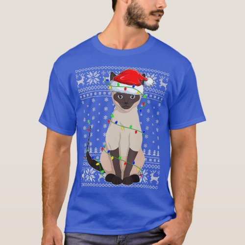 Siamese Cat Ugly Sweater Style Santa Siamese Cat C