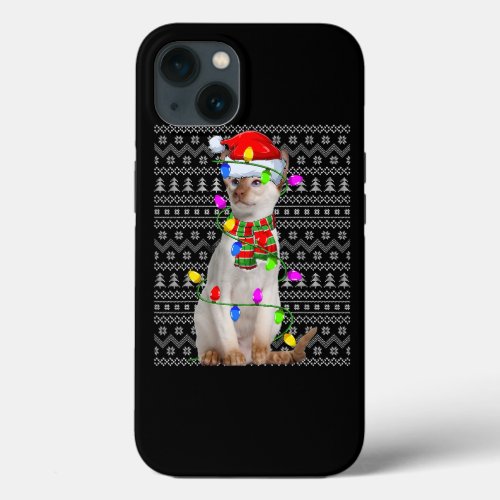 Siamese Cat Ugly Xmas Lighting Santa Siamese Cat C iPhone 13 Case