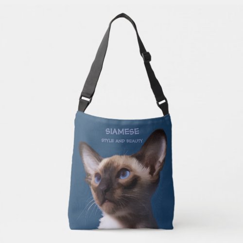 Siamese Cat Watercolor Drawing Crossbody Bag