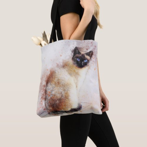 Siamese Cat Watercolor Tote Bag