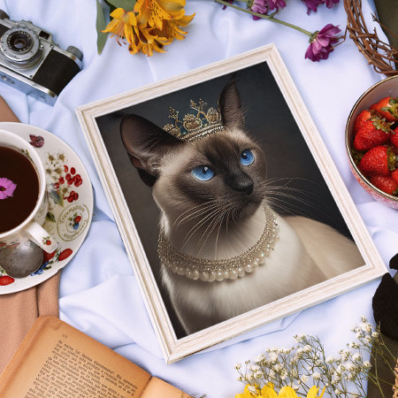 Siamese Cat With A Crown Poster