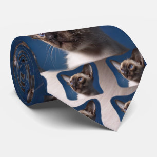 Siamese Cat with Blue Eyes Neck Tie