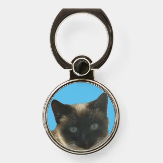Siamese Cat with Blue Eyes Phone Ring Holder
