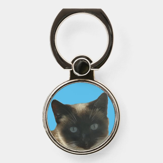 Siamese Cat with Blue Eyes Phone Ring Holder (Front)