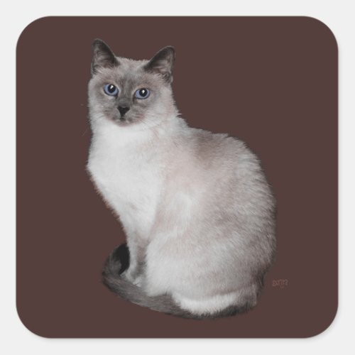 Siamese Cat with Blue Eyes Square Sticker