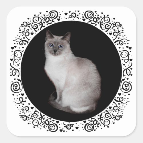 Siamese Cat with Blue Eyes Square Sticker