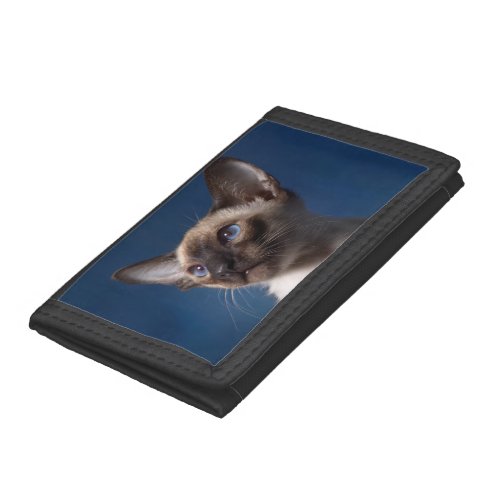 Siamese Cat with Blue Eyes Trifold Wallet