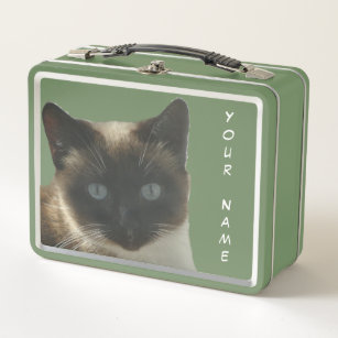 Siamese Cat with Bright Blue Eyes Green Lunchbox