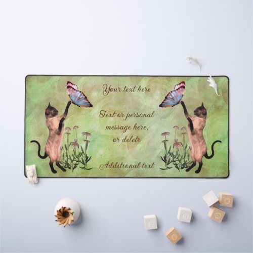 Siamese Cat With Butterfly Personalized  Desk Mat