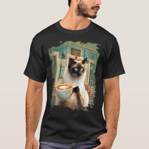 Siamese Cat with Coffee T-Shirt
