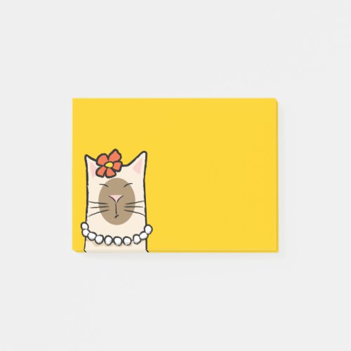 Siamese Cat with Flower  Pearls Post_it Notes
